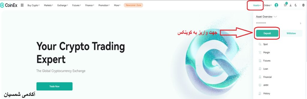 صفحه اصلی حساب کاربری در سایت کوینکس