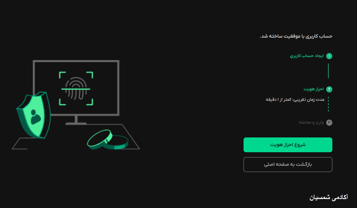 صفحه احراز هویت در صرافی بیت پین