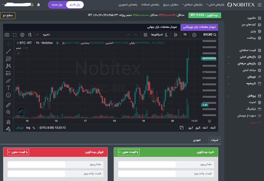 صفحه خرید بیت کوین بصورت اسپات