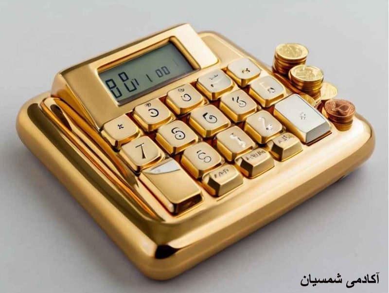 تصویر ماشین حساب از جنس طلا